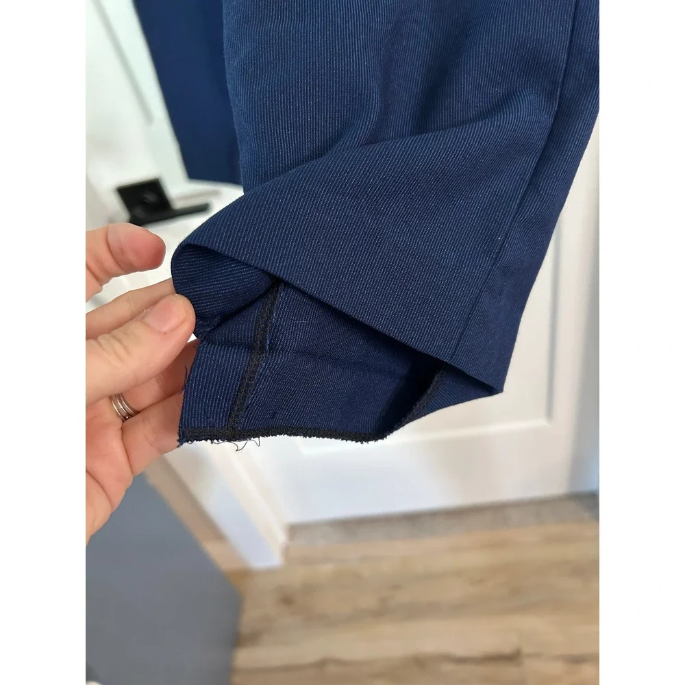 The Savile Row‎ Company Mens Navy Blue Textured Dress Pants 30x32 Flat Front